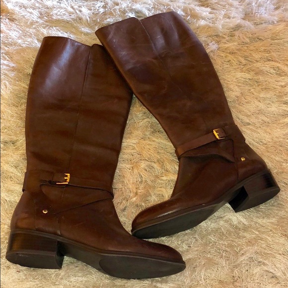 New Ralph Lauren Brown Leather Riding Boots sz 8 - Picture 1 of 4